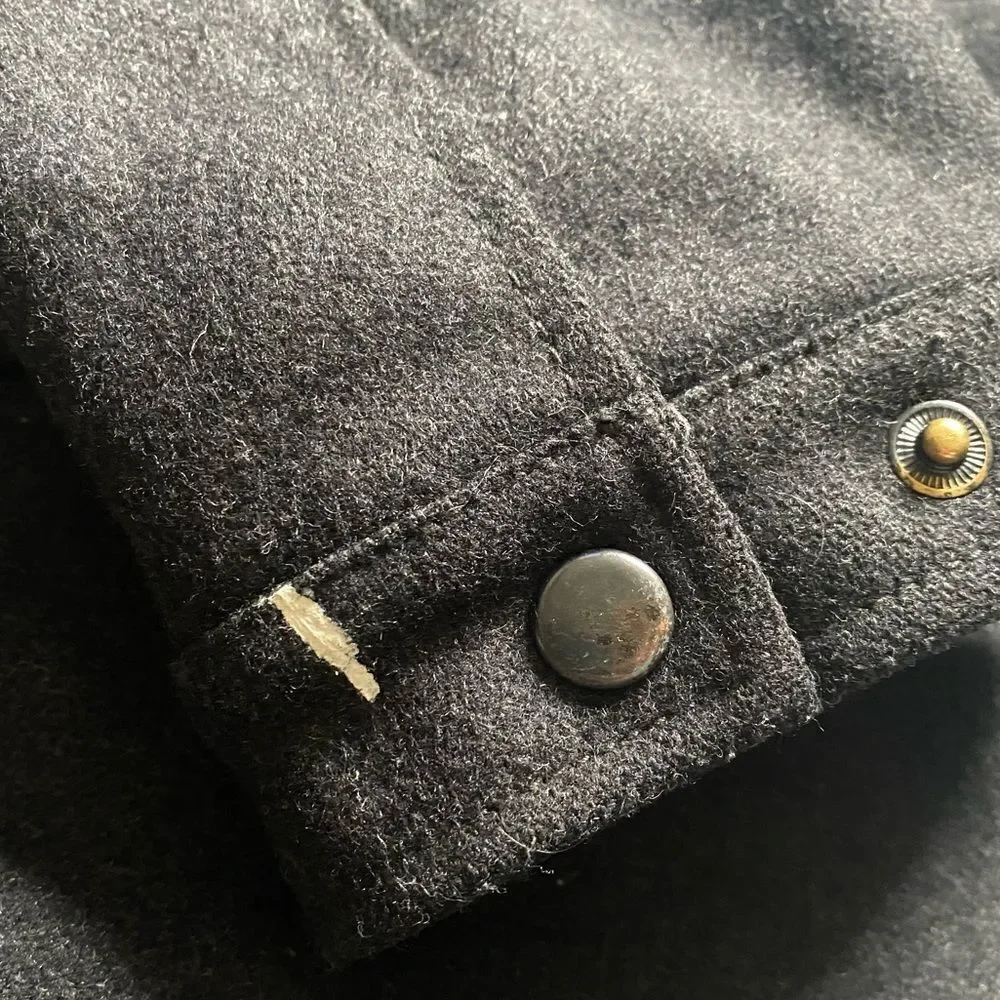 J Crew Coat Snap Down Wool Nylon Winter Lined Pockets Professional Mens Sz Large